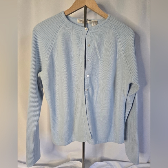 Carolyn Taylor Light Blue Button Down Cardigan Sweater | Size Large - Picture 1 of 5